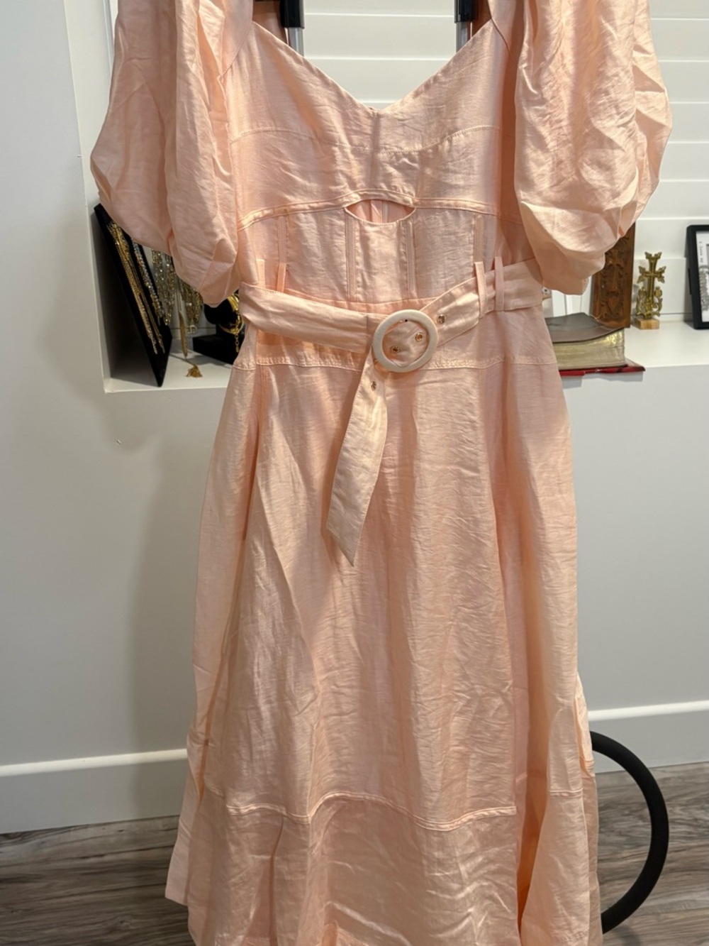 Soft Pink Maxi Dress with Belted Waist